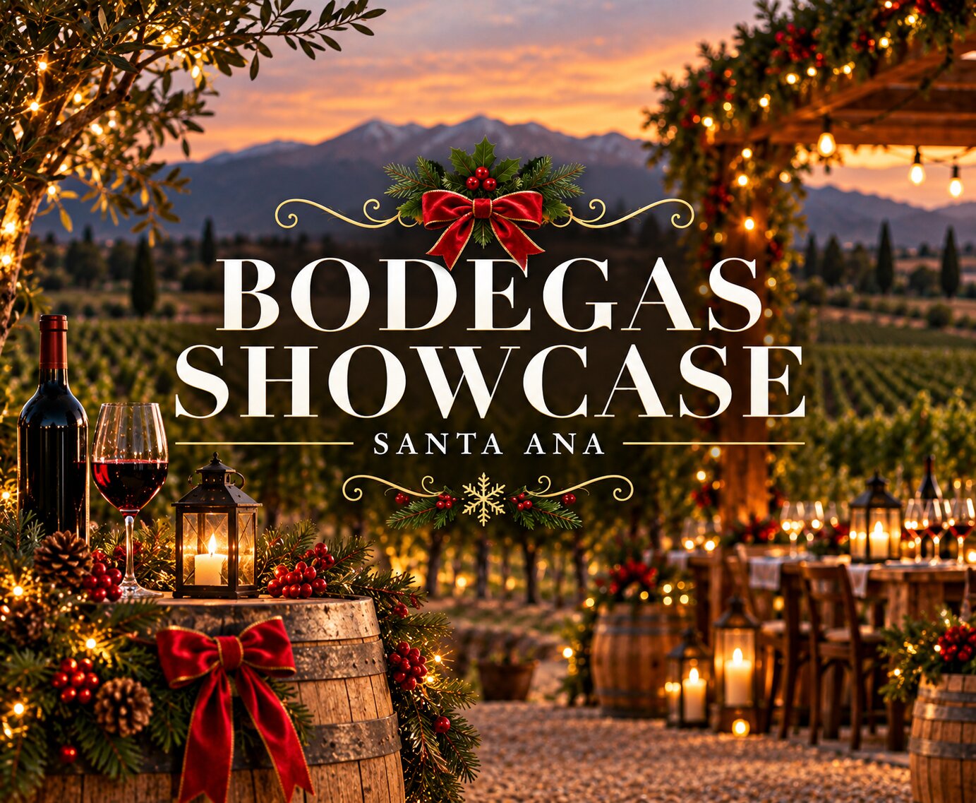 Bodegas Showcase Santa Ana Christmas vineyard scene